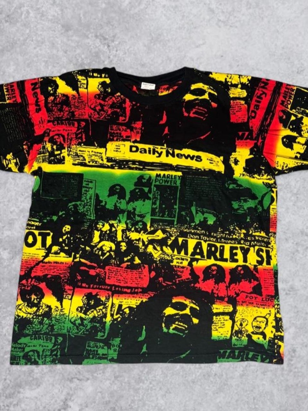 Vintage Bob Marley Rasta AOP Graphic Tee - Size XL